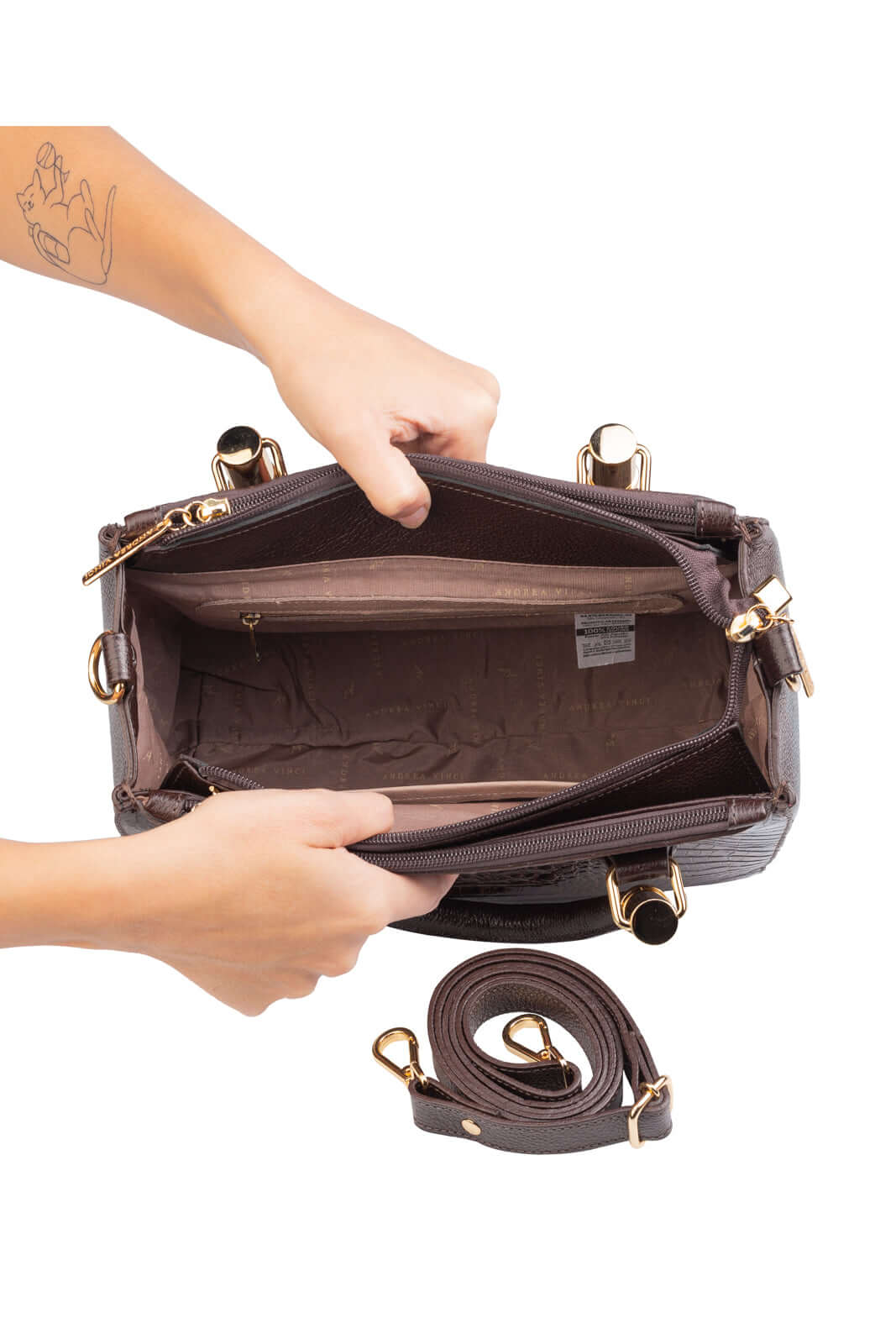 Bolsa de couro croco estruturada Emmy - Enluaze