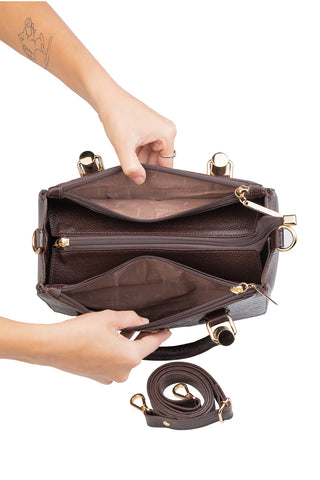 Bolsa de couro croco estruturada Emmy