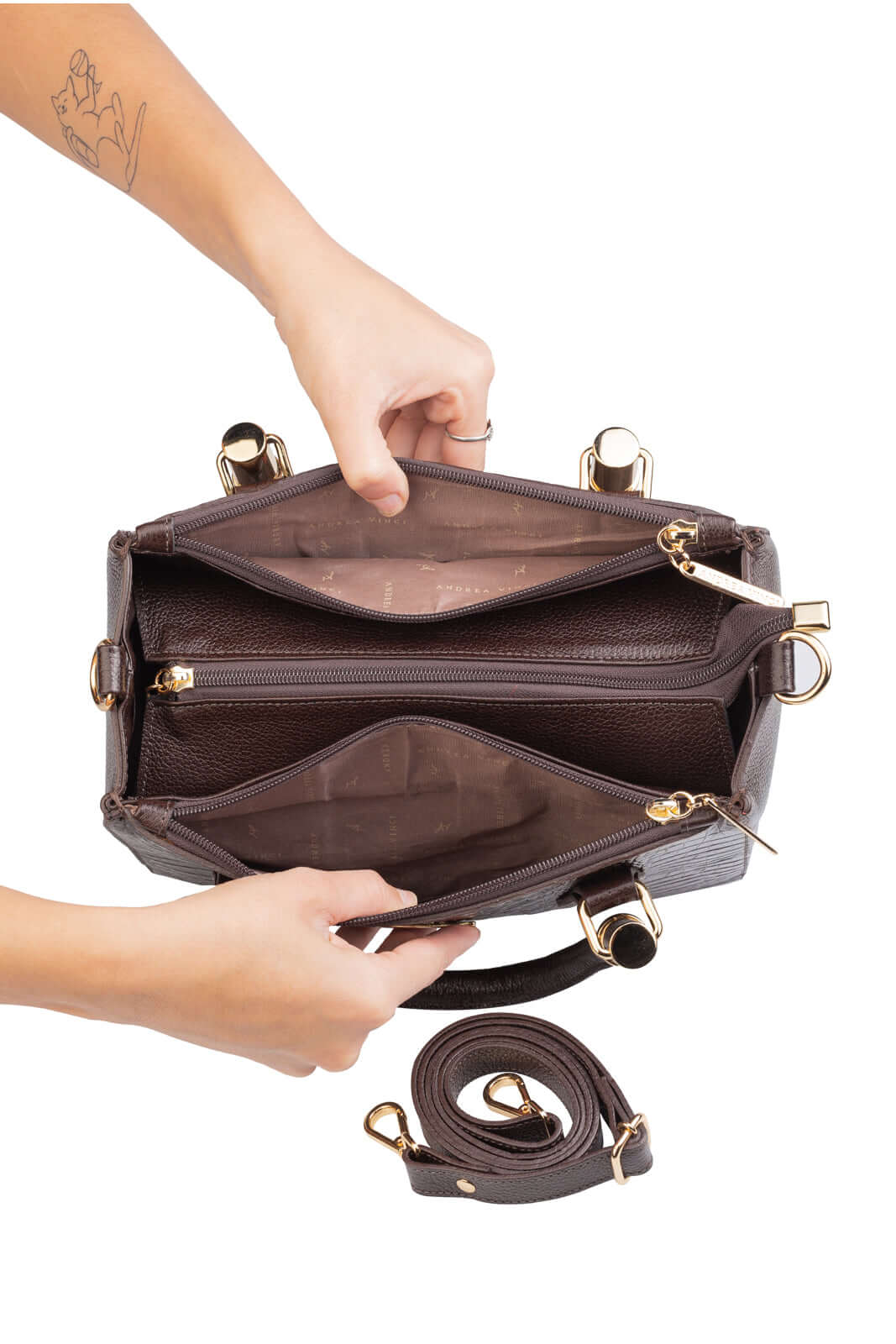 Bolsa de couro croco estruturada Emmy - Enluaze