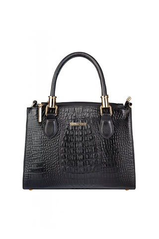 Bolsa de couro croco estruturada Emmy