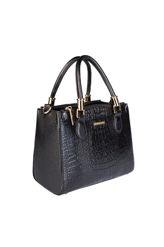 Bolsa de couro croco estruturada Emmy