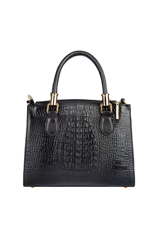 Bolsa de couro croco estruturada Emmy