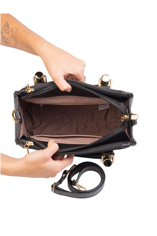 Bolsa de couro croco estruturada Emmy