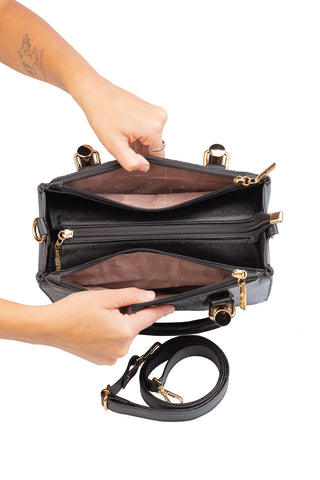 Bolsa de couro croco estruturada Emmy