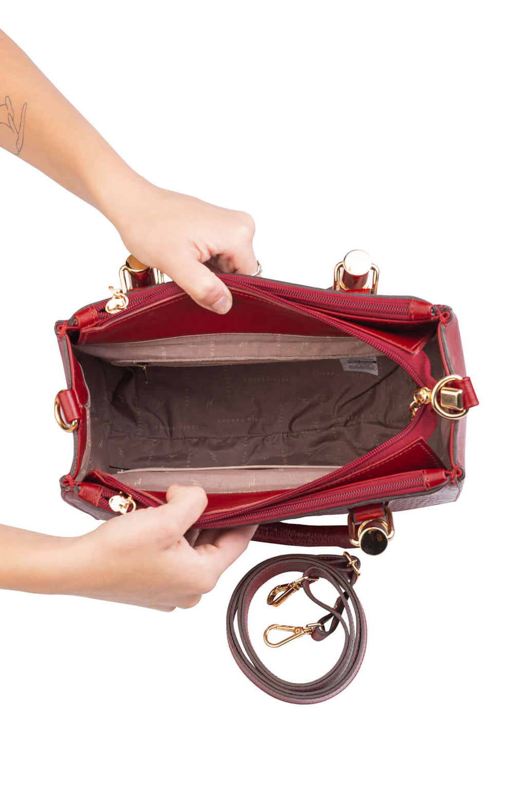 Bolsa de couro croco estruturada Emmy - Enluaze