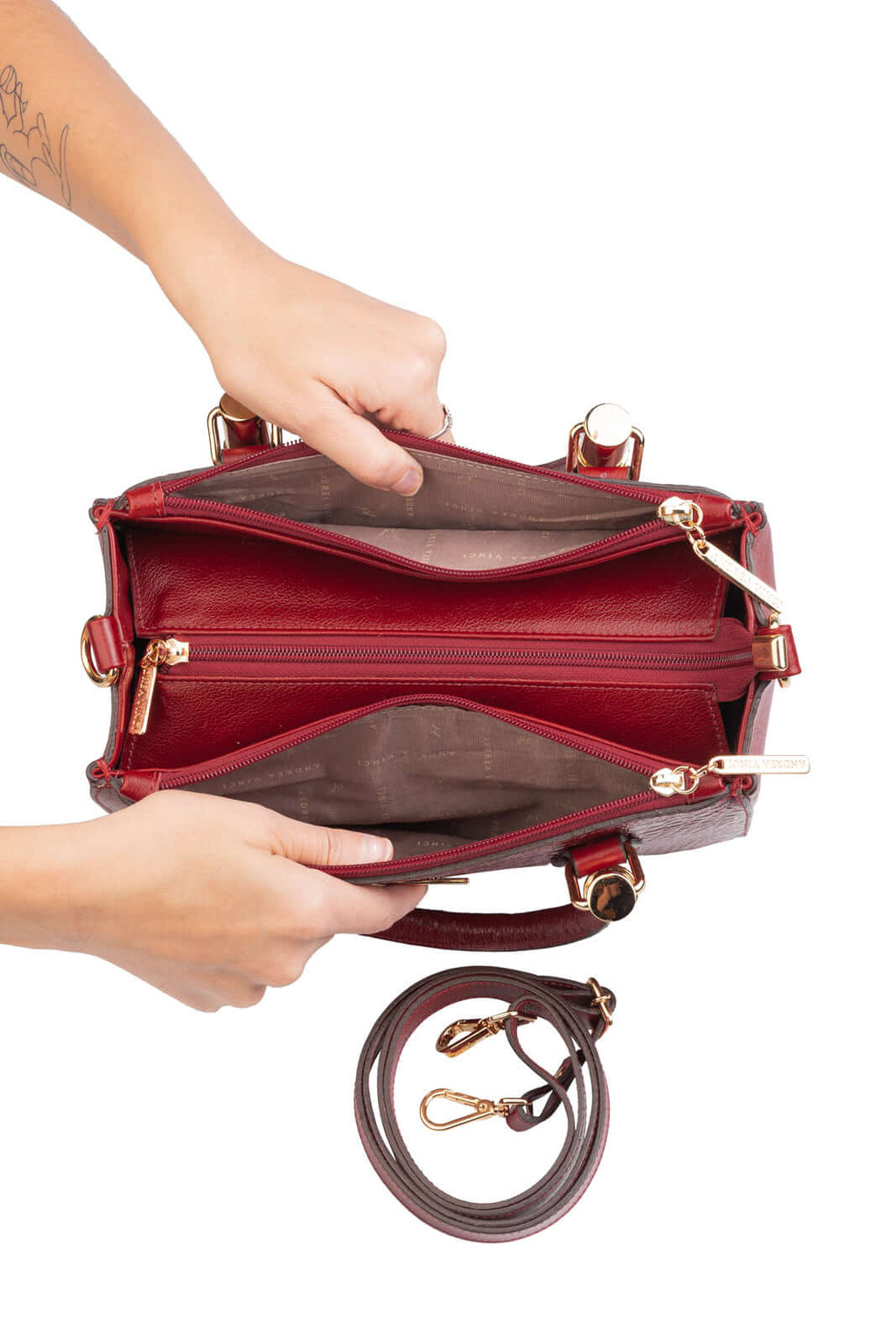 Bolsa de couro croco estruturada Emmy - Enluaze