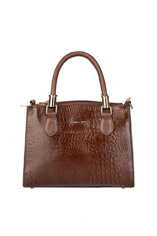 Bolsa de couro croco estruturada Emmy
