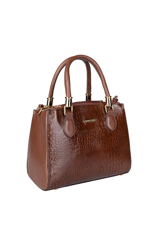 Bolsa de couro croco estruturada Emmy