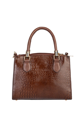 Bolsa de couro croco estruturada Emmy