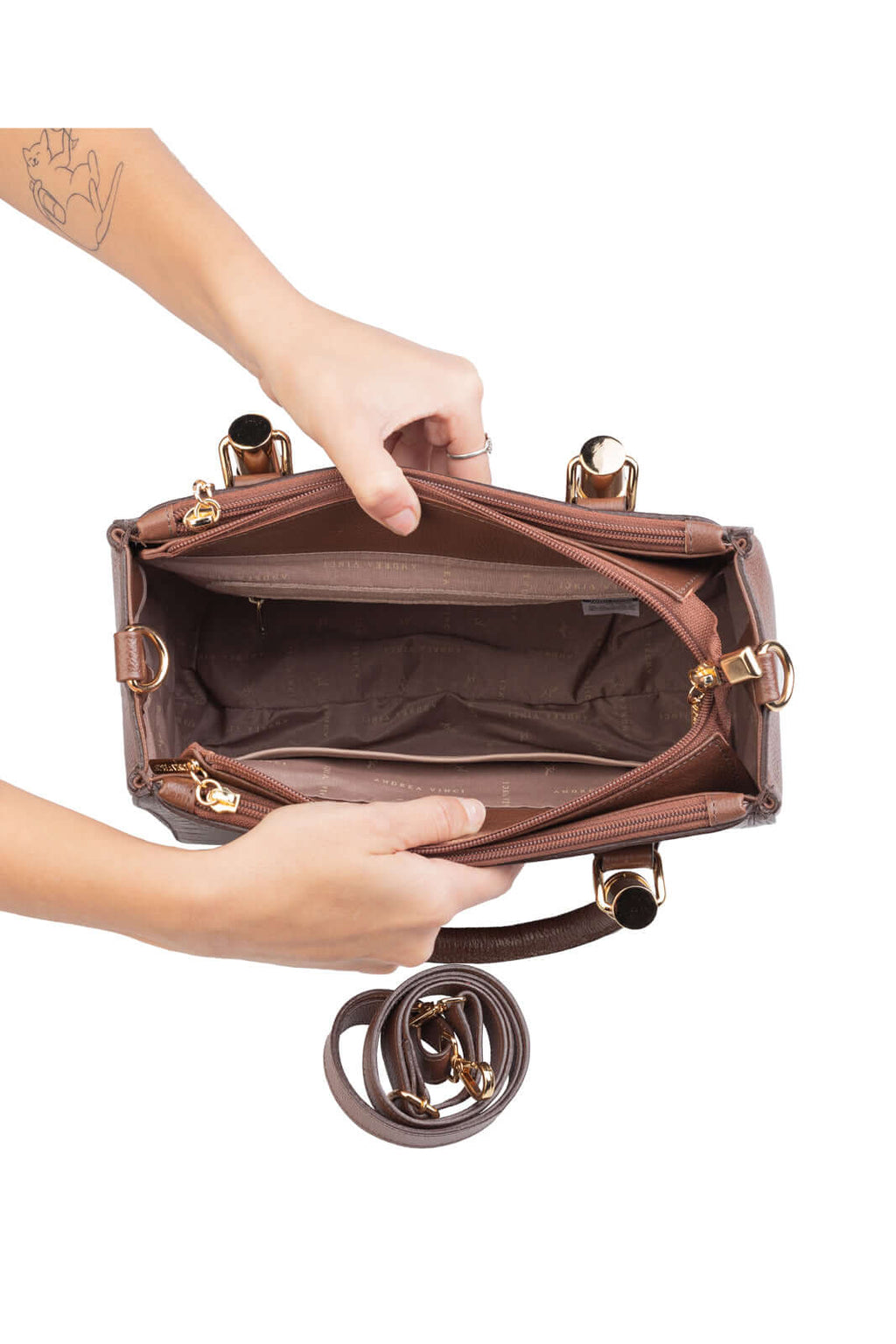 Bolsa de couro croco estruturada Emmy - Enluaze