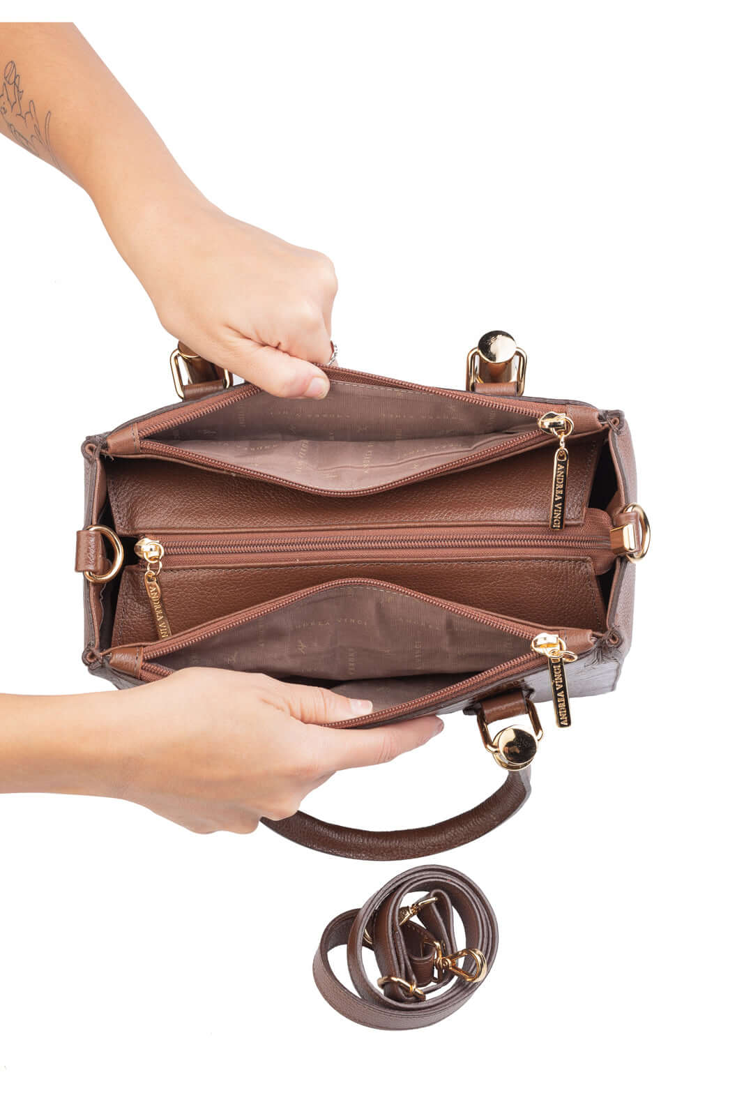 Bolsa de couro croco estruturada Emmy - Enluaze