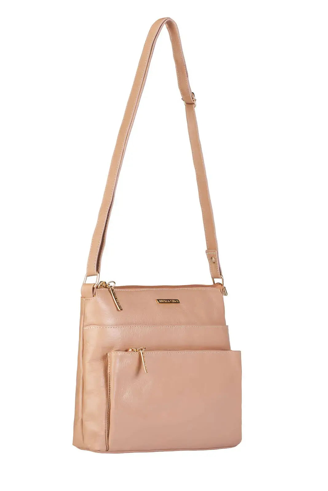 Bolsa transversal de couro liso Giselle - Enluaze