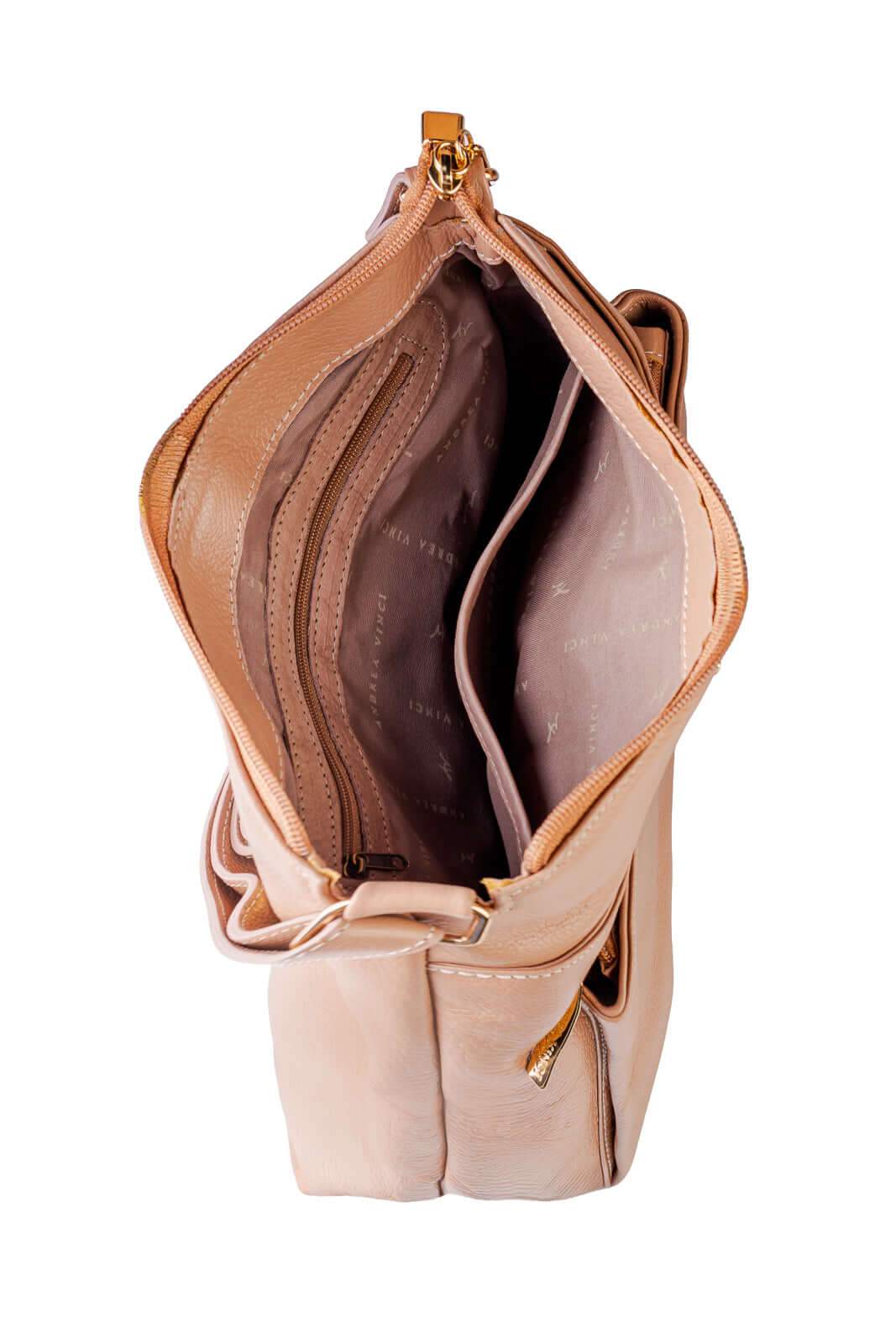 Bolsa transversal de couro liso Giselle - Enluaze