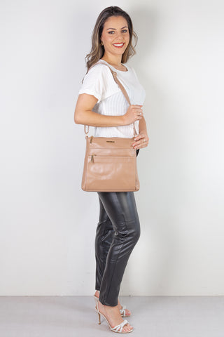 Bolsa transversal de couro liso Giselle