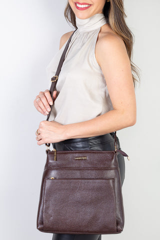 Bolsa transversal de couro liso Giselle