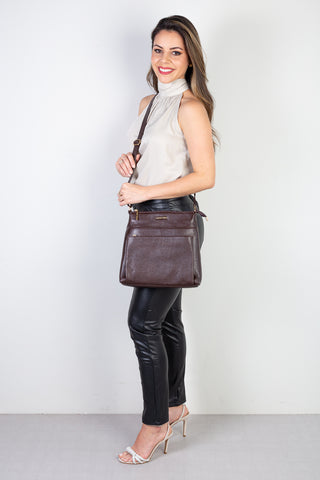 Bolsa transversal de couro liso Giselle