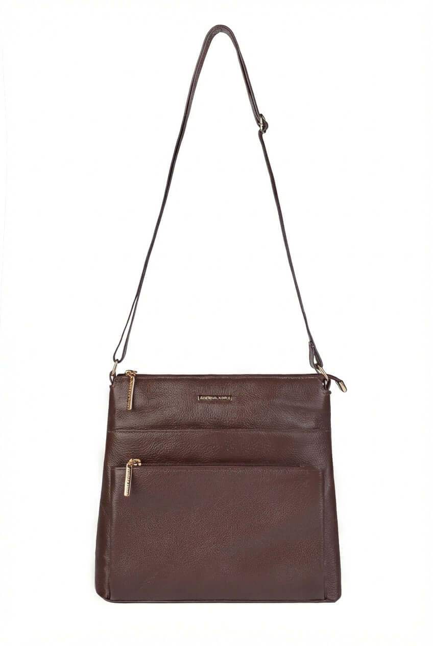 Bolsa transversal de couro liso Giselle - Enluaze