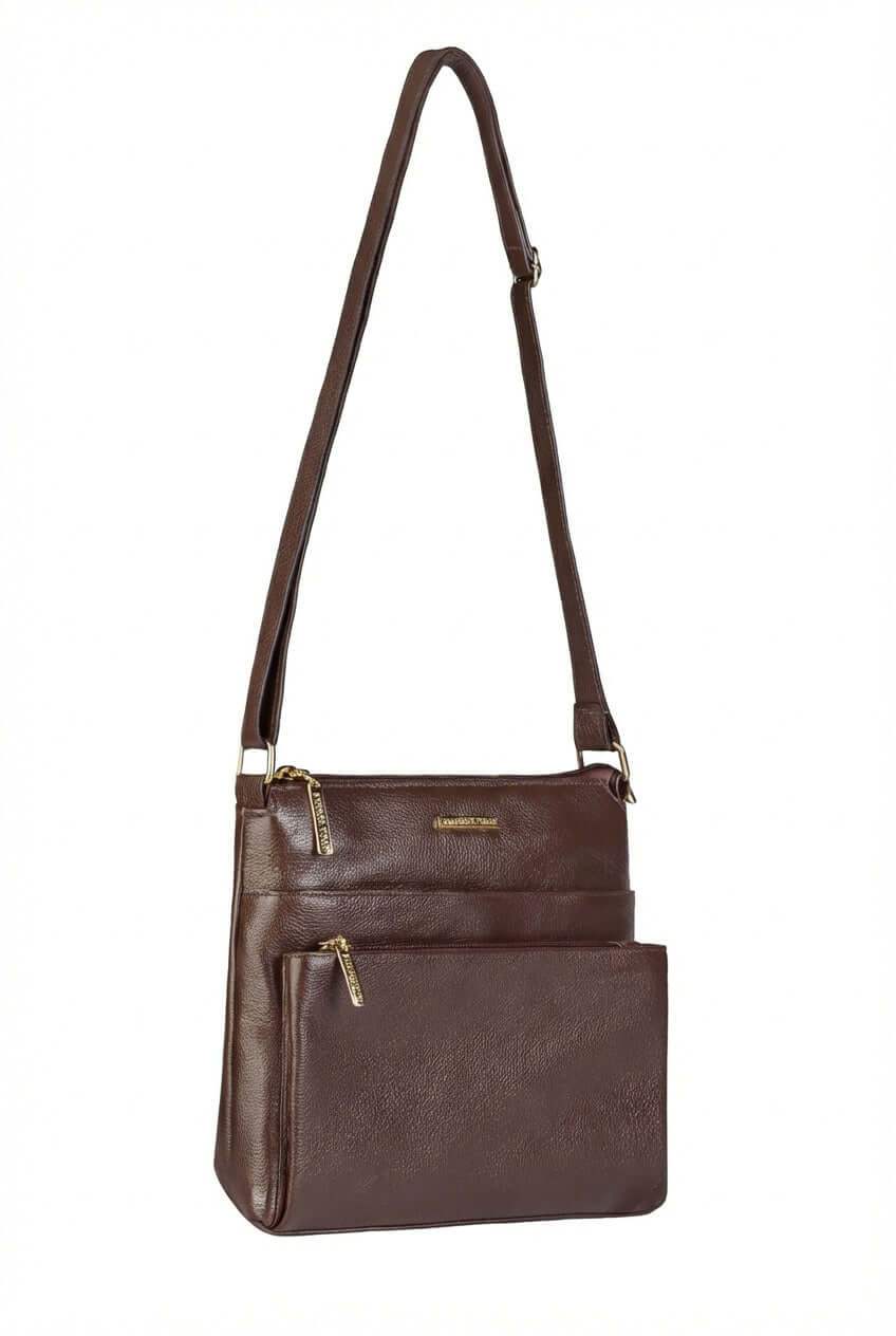 Bolsa transversal de couro liso Giselle - Enluaze