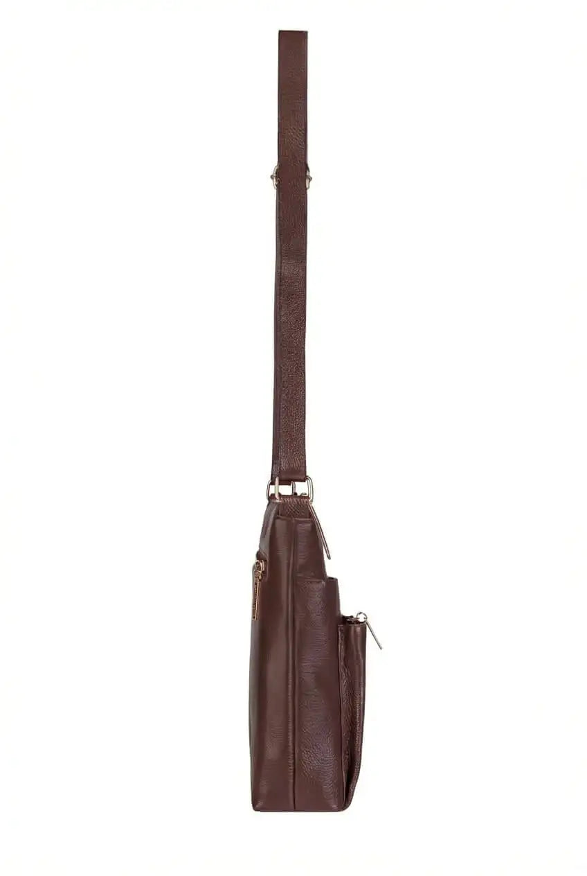 Bolsa transversal de couro liso Giselle - Enluaze