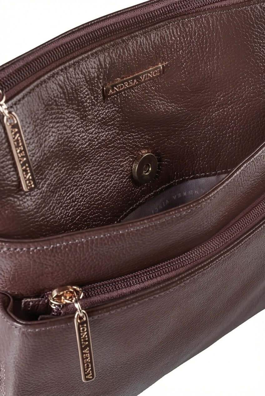 Bolsa transversal de couro liso Giselle - Enluaze