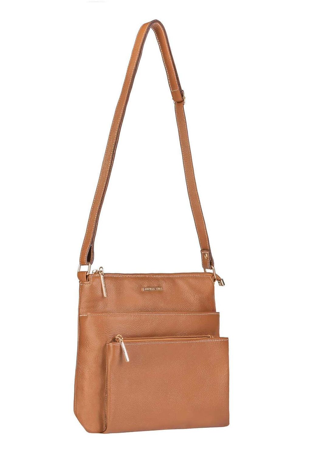 Bolsa transversal de couro liso Giselle - Enluaze
