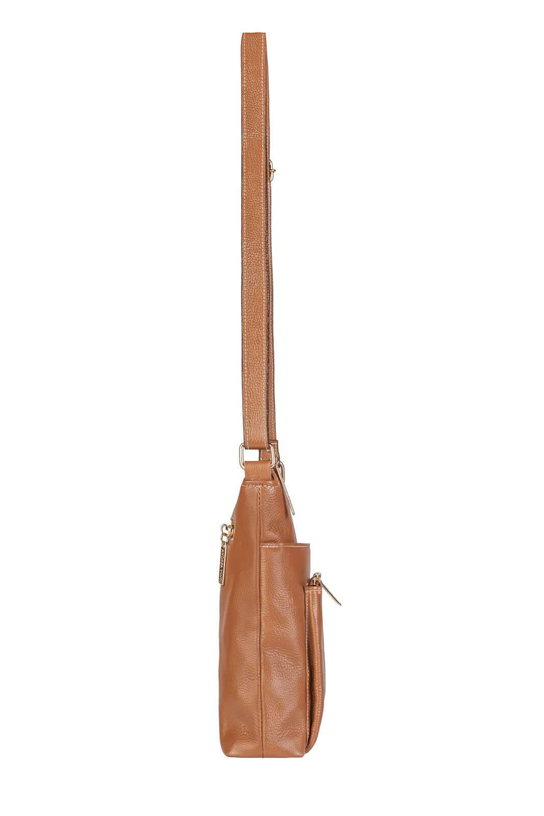 Bolsa transversal de couro liso Giselle - Enluaze