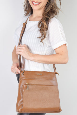 Bolsa transversal de couro liso Giselle