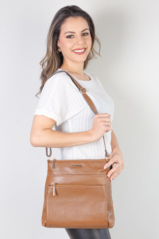 Bolsa transversal de couro liso Giselle
