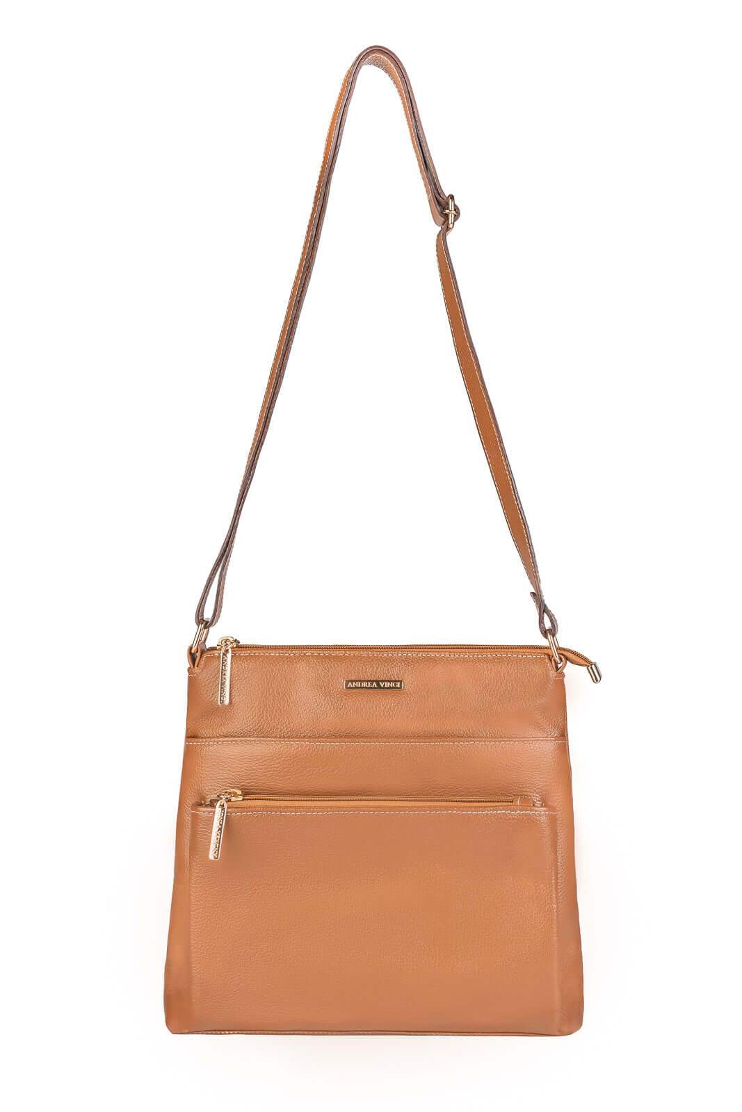 Bolsa transversal de couro liso Giselle - Enluaze