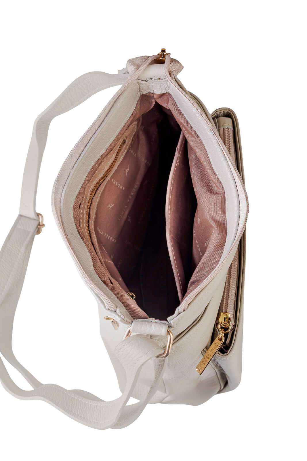 Bolsa transversal de couro liso Giselle - Enluaze