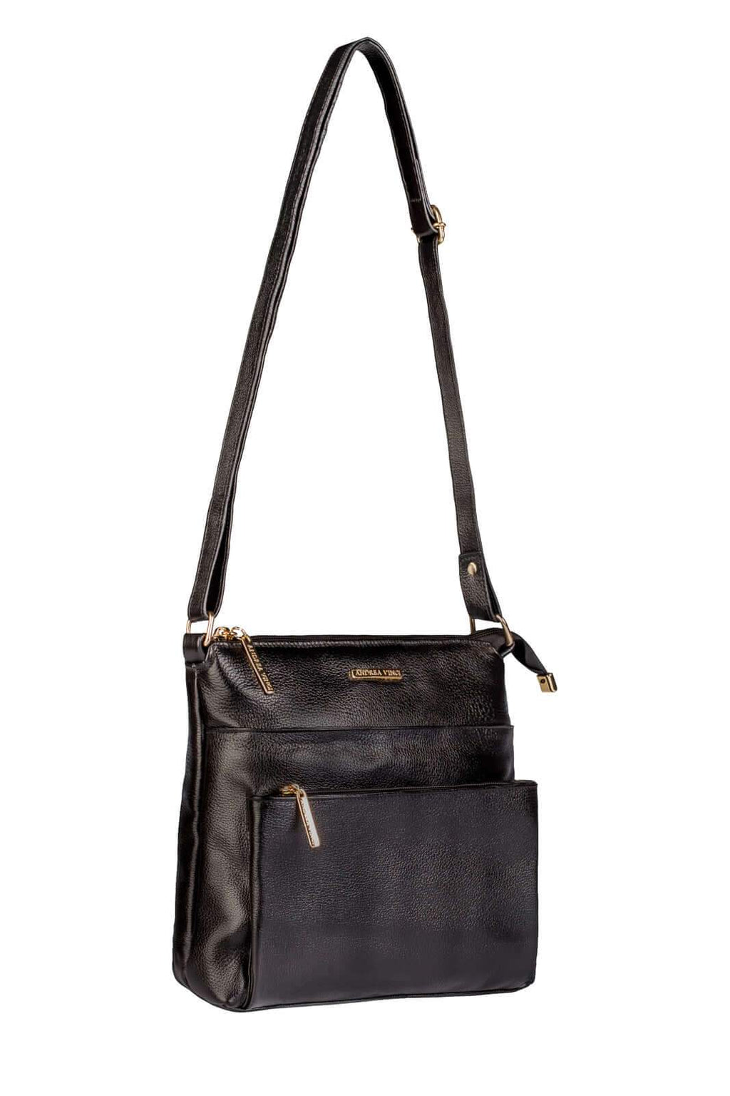 Bolsa transversal de couro liso Giselle - Enluaze