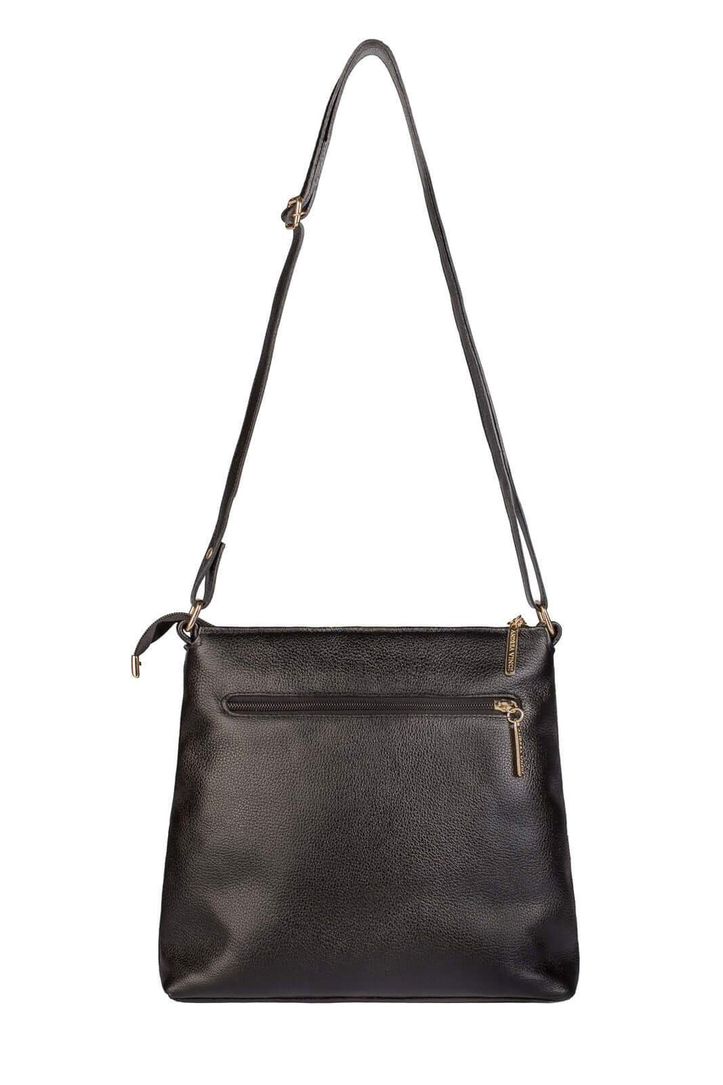 Bolsa transversal de couro liso Giselle - Enluaze