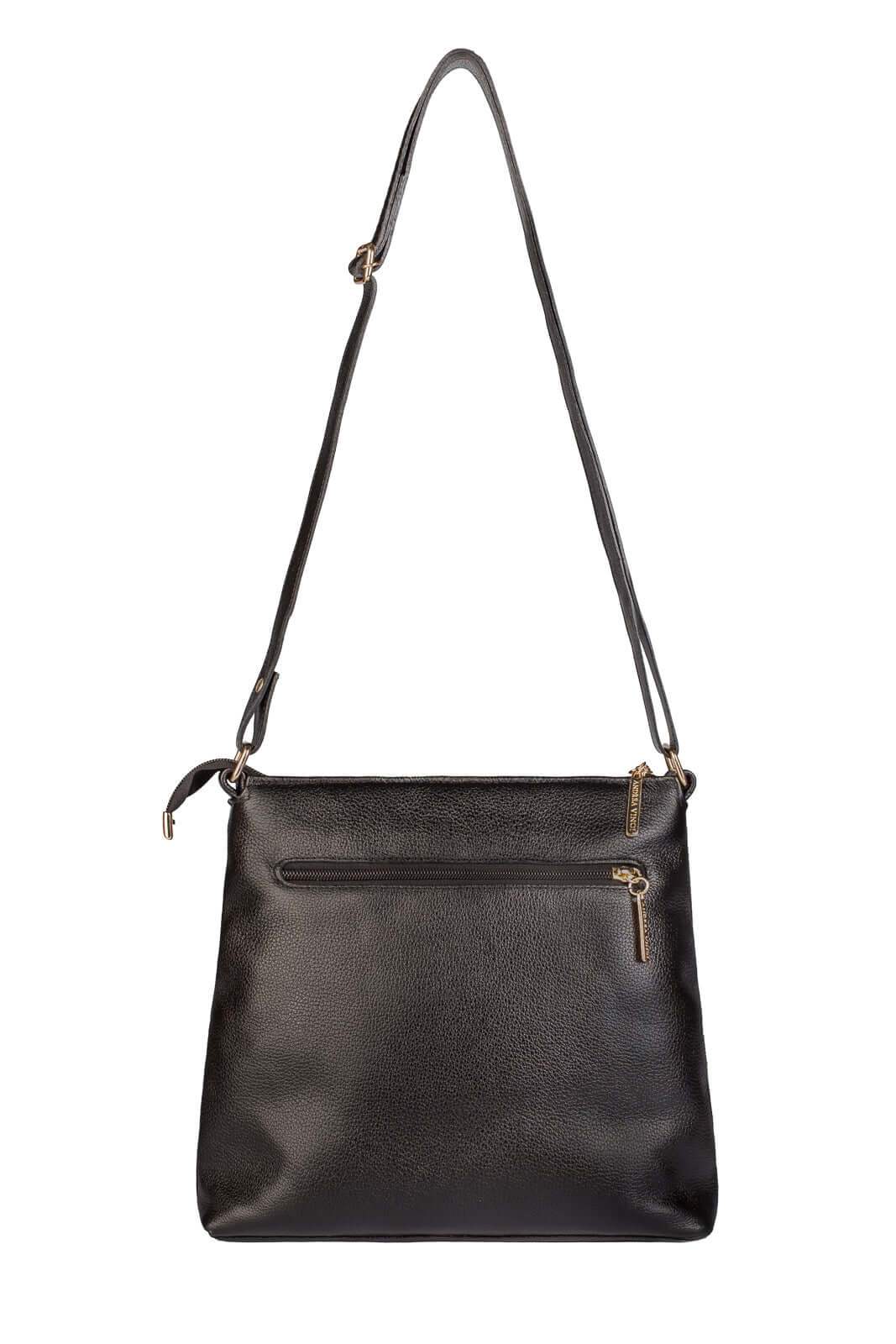Bolsa transversal de couro liso Giselle - Enluaze
