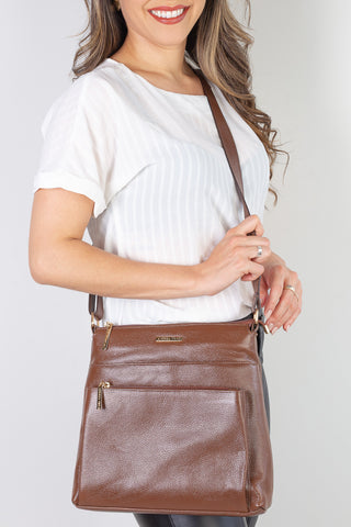 Bolsa transversal de couro liso Giselle