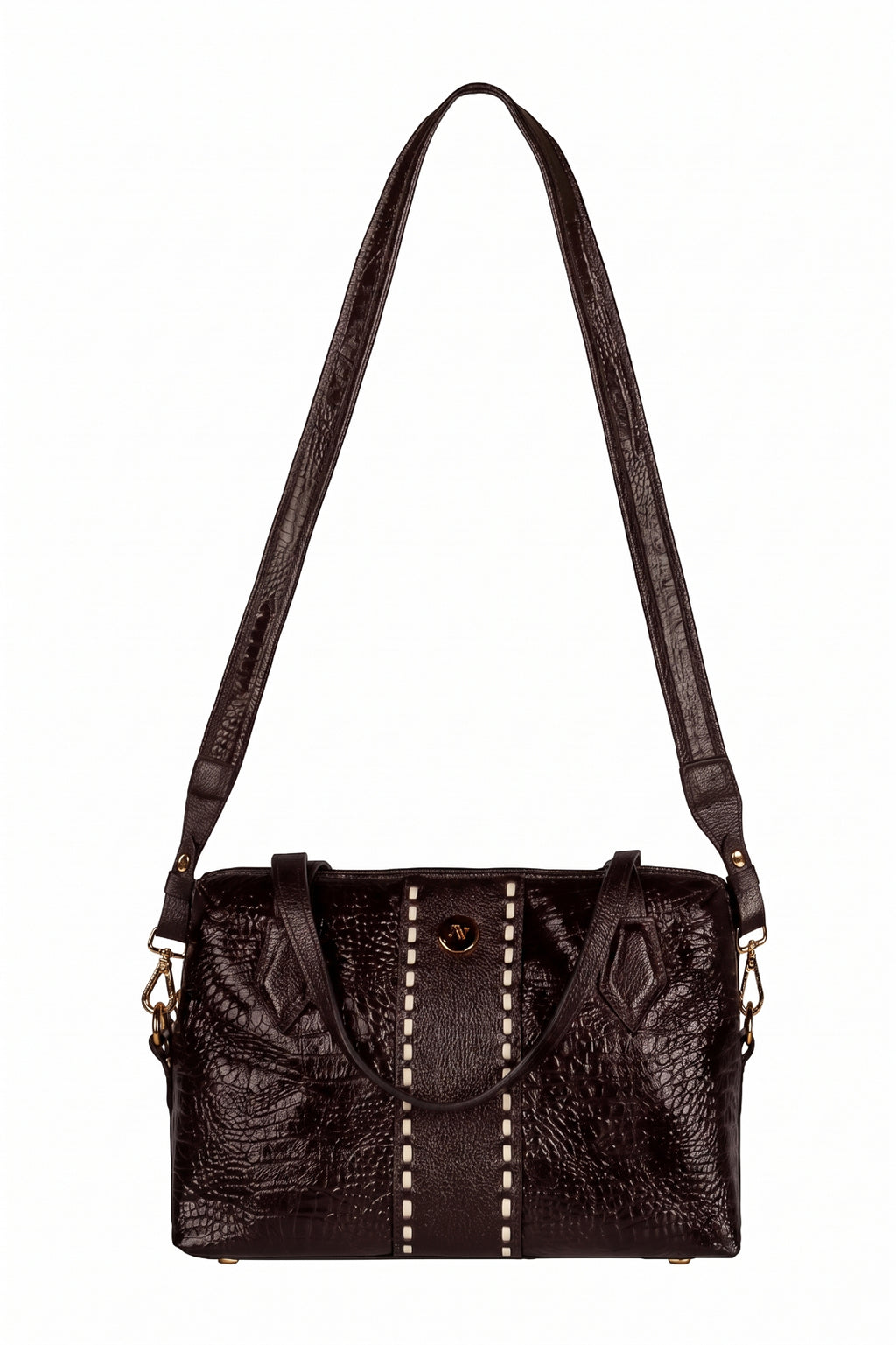 Bolsa de mão em couro croco Safira