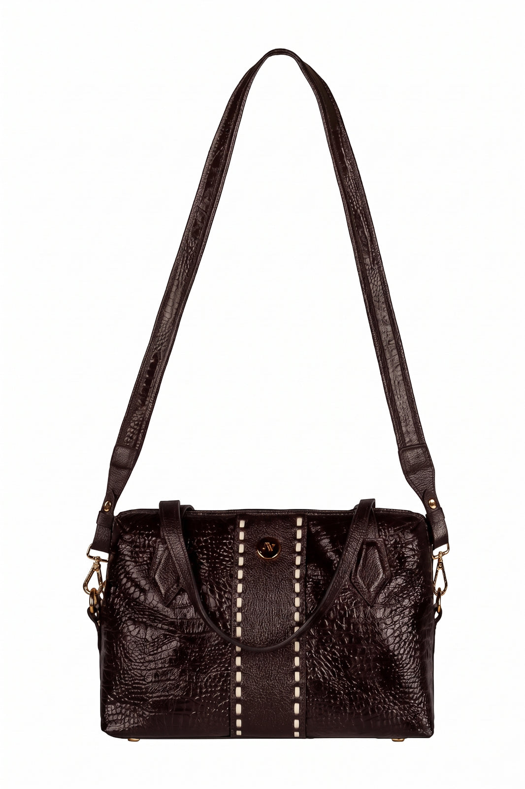 Bolsa de mão em couro croco Safira