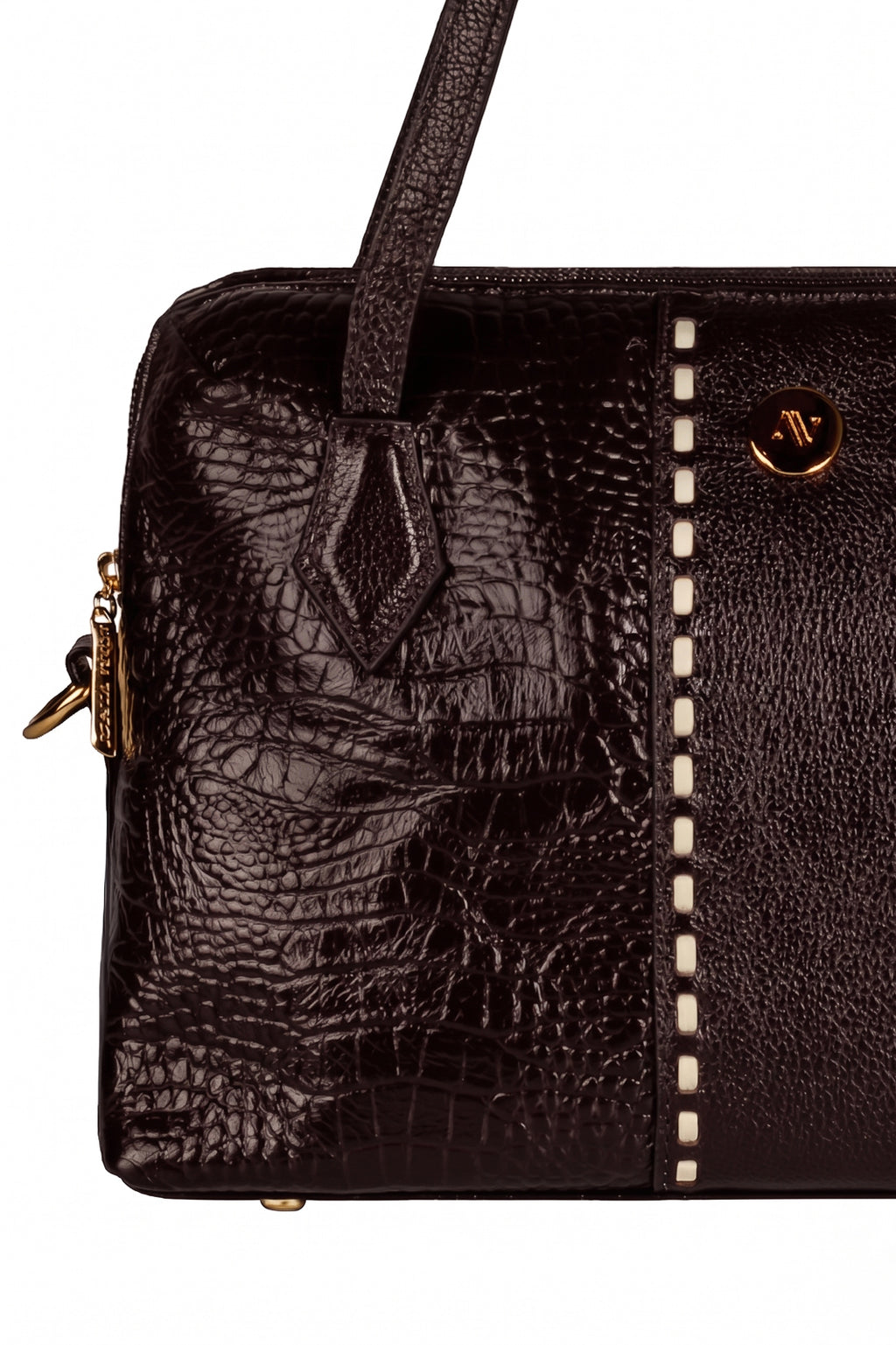 Bolsa de mão em couro croco Safira