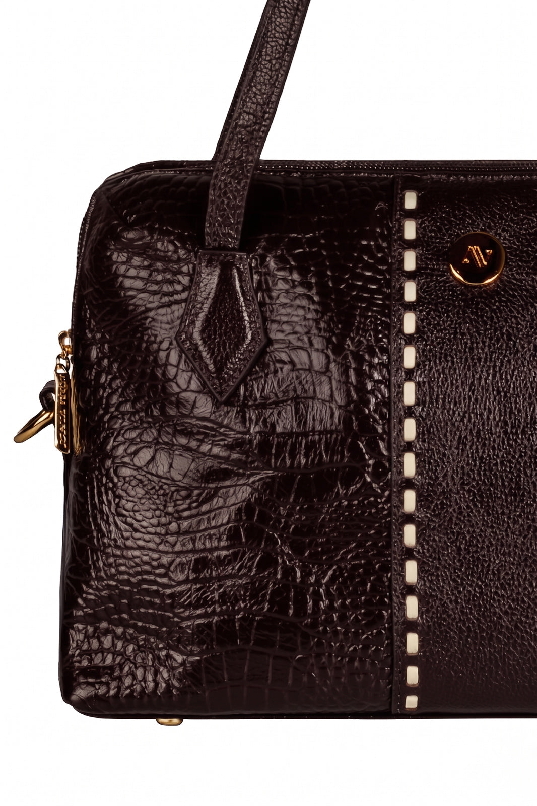 Bolsa de mão em couro croco Safira