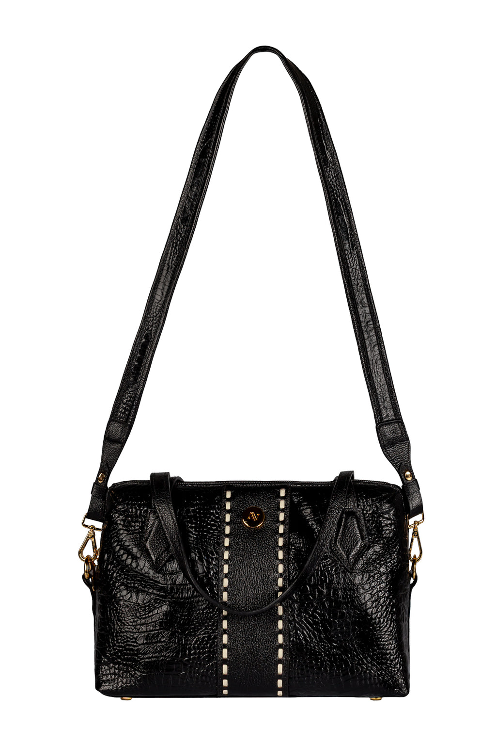Bolsa de mão em couro croco Safira