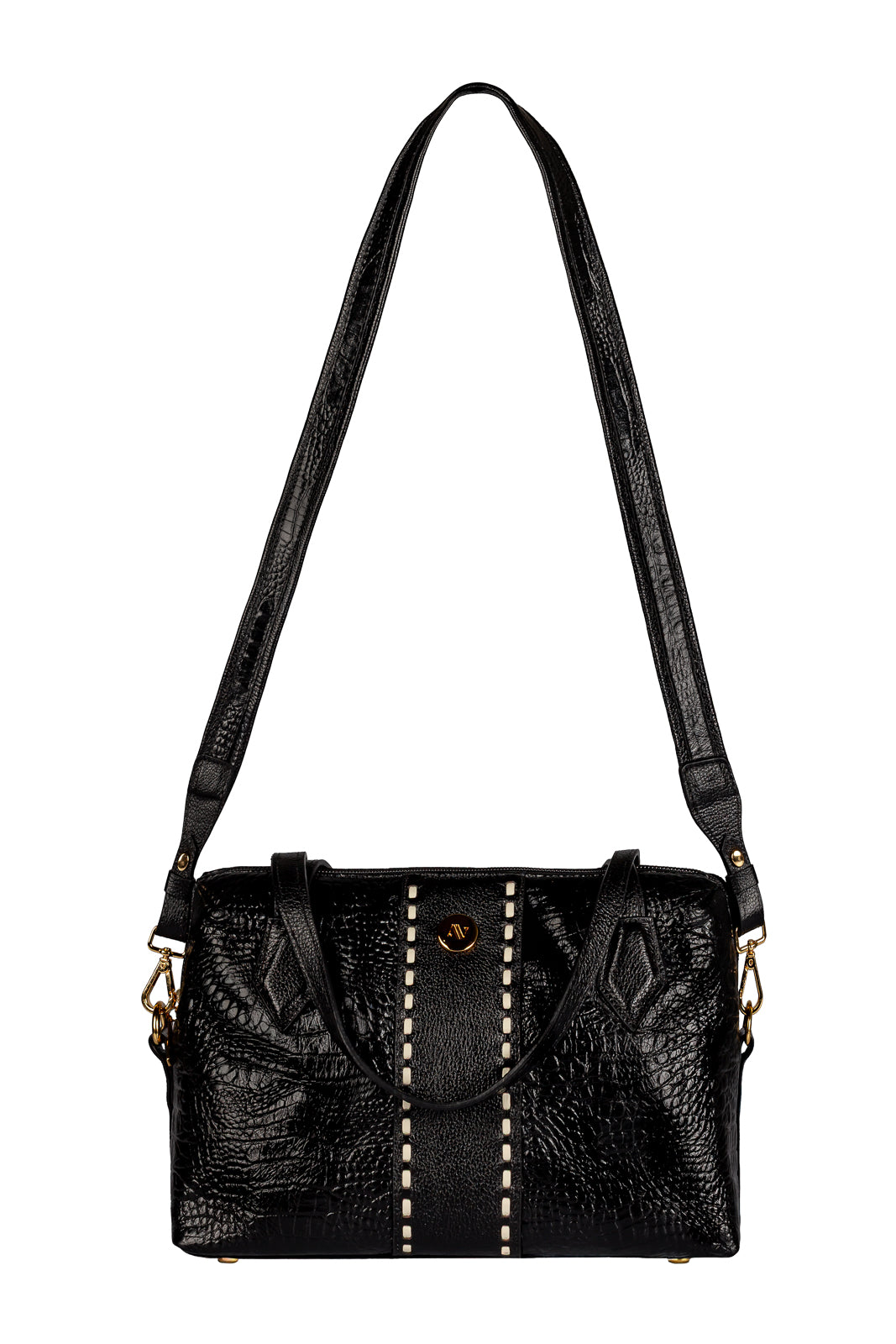 Bolsa de mão em couro croco Safira