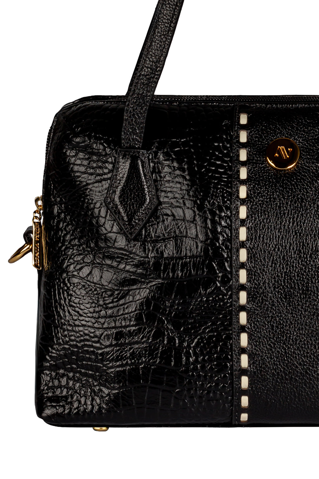 Bolsa de mão em couro croco Safira