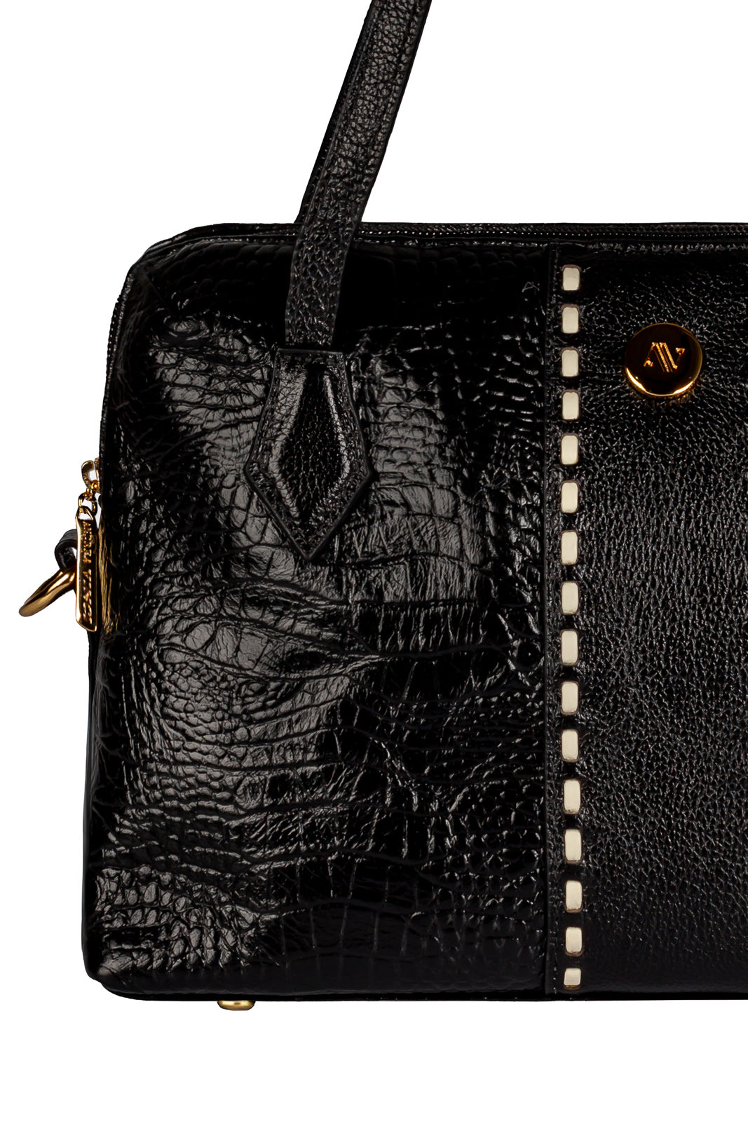 Bolsa de mão em couro croco Safira