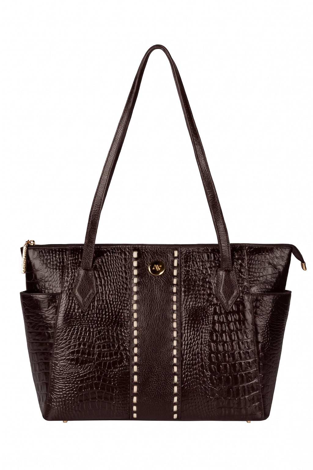 Bolsa feminina de couro croco Esmeralda