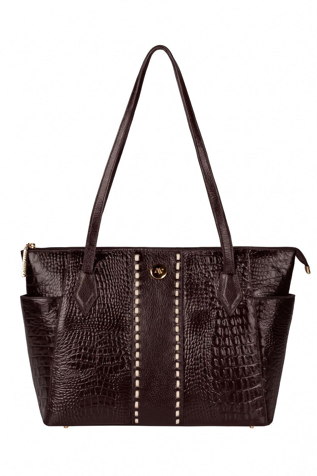 Bolsa feminina de couro croco Esmeralda