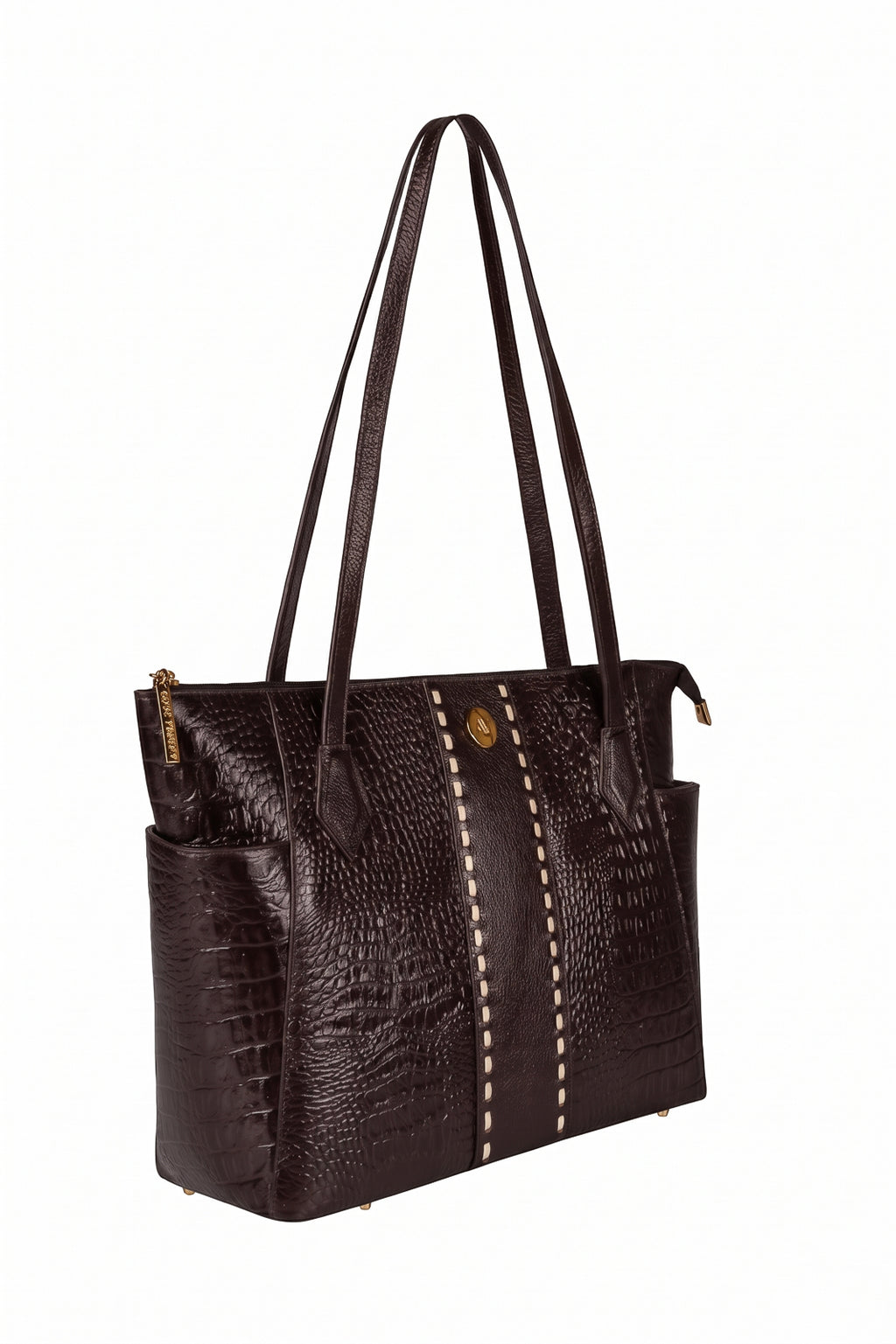 Bolsa feminina de couro croco Esmeralda