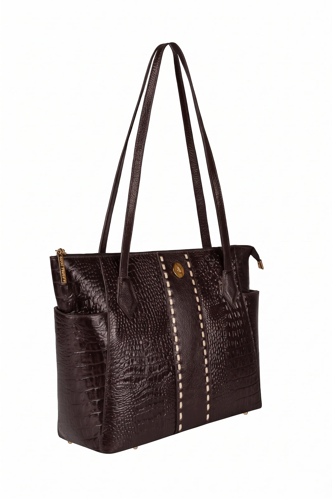 Bolsa feminina de couro croco Esmeralda