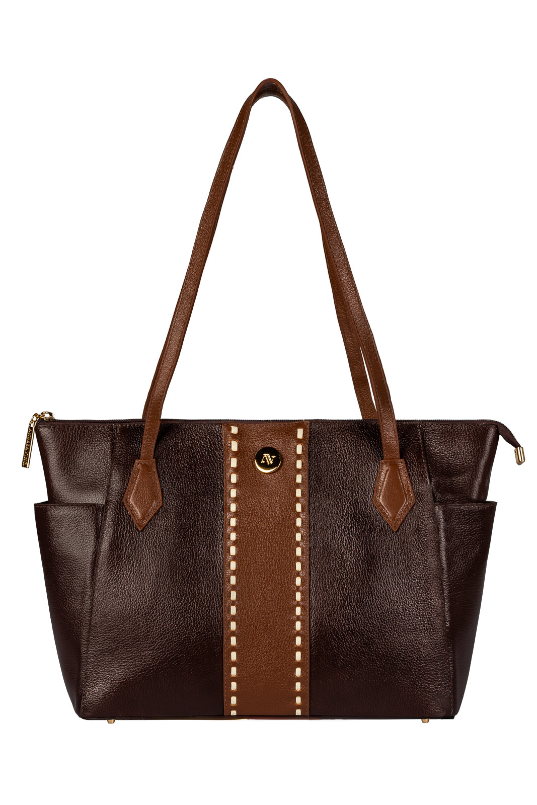 Bolsa feminina de couro liso Esmeralda