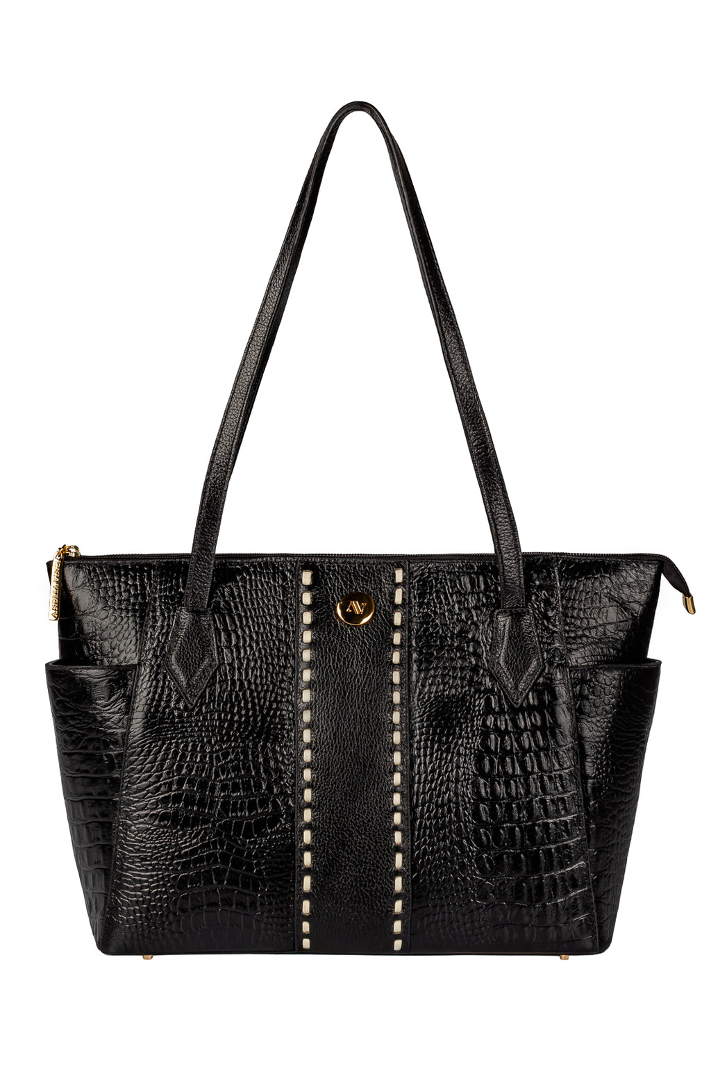 Bolsa feminina de couro croco Esmeralda