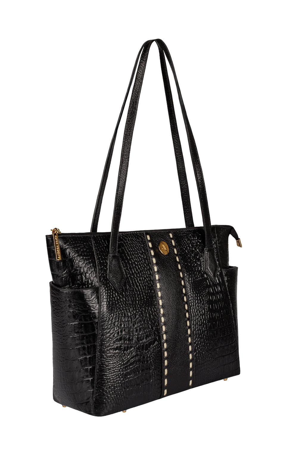 Bolsa feminina de couro croco Esmeralda