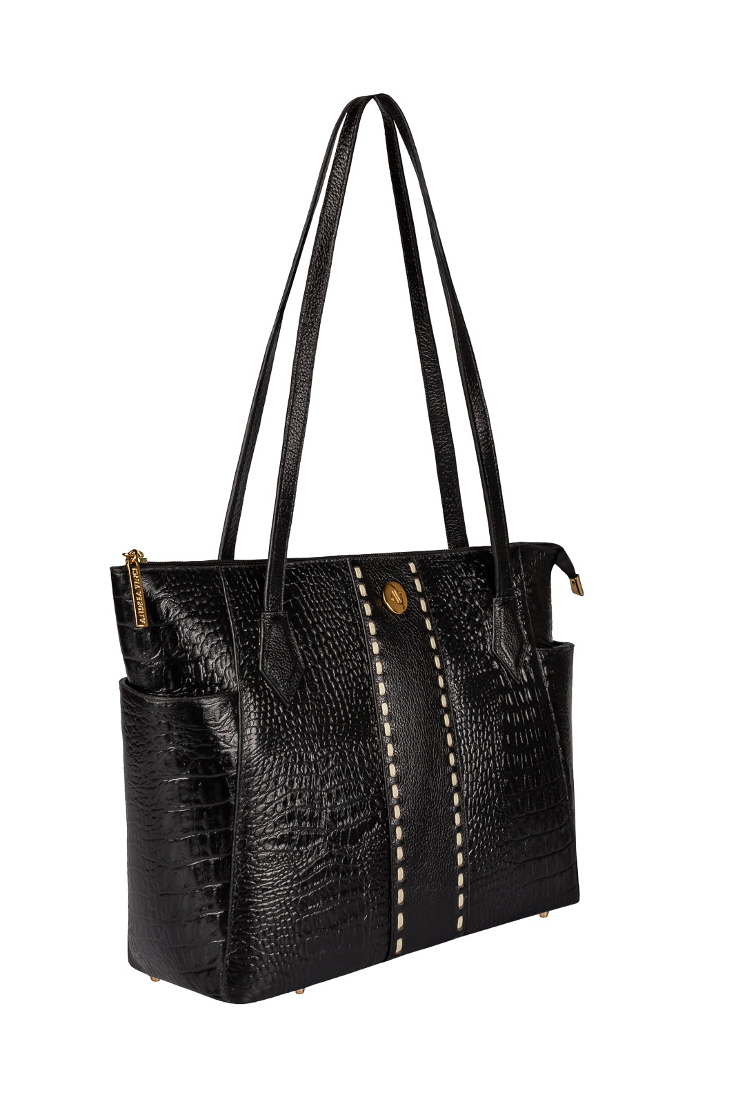 Bolsa feminina de couro croco Esmeralda